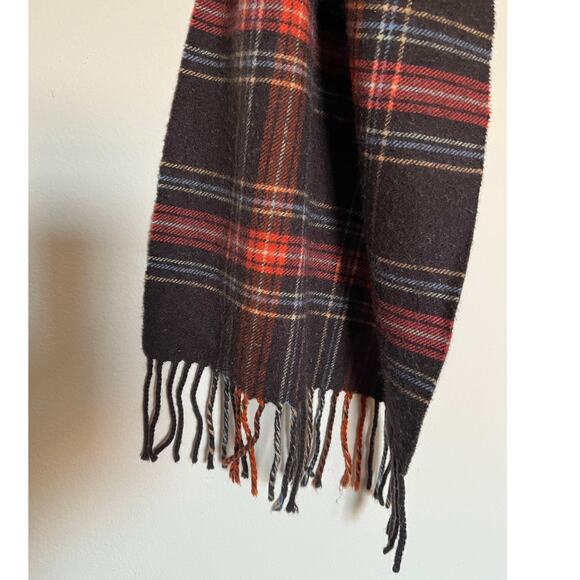 Lands’ End Wool Brown Red Plaid Tartan Fringe Scarf RL Style $45 Flawed Gem - Picture 9 of 10